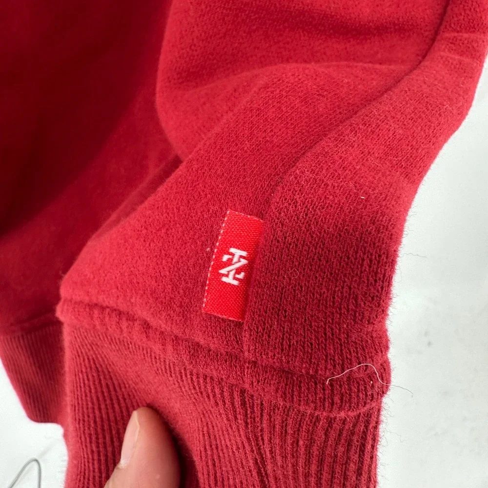 IZOD Mens Red Colorblock Stripe Crewneck‎ Sweatshirt Fleece Pullover Medium